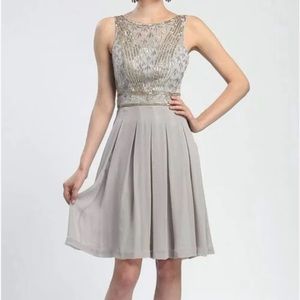 Size 0 Sue Wong embroidered dress silvery pale color